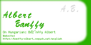 albert banffy business card